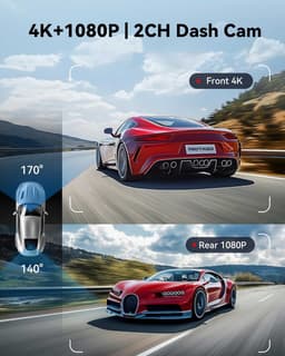 Redtiger F7NX 4K Touch Wifi Gps 2CH 128gb dashcam - Camera voor + achter - Wifi en Gps - Parkeermodus - 3,18 inch touch screen LCD - 4K resolutie - 128gb Micro SD kaart - dashcam voor auto — thumbnail 3