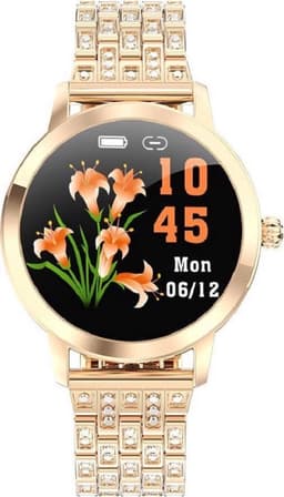 Darenci LustreFit - Luxe Smartwatch - Activity Tracker voor Dames en Heren - Stappenteller - Bloeddrukmeter - Zuurstofmeter - Luxe Stalen Band met Steentjes - Touchscreen - Spatwaterdicht - Roségoud — thumbnail 1