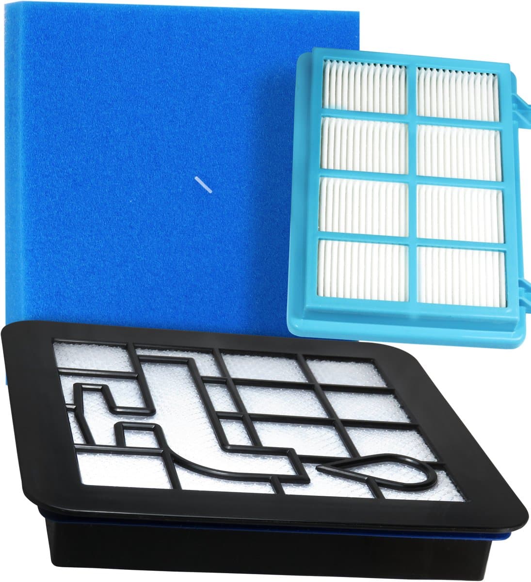 Dparts hepa filter met motorfilter en schuimfilter geschikt voor Philips - voor PowerPro Compact en PowerPro City zakloze stofzuiger - 1 set (3-delig) - stofzuigerfilter allergiefilter - nr. FC8010 FC8010/01 - 432200538211 — afbeelding 1