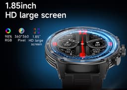 WizBay Premium Select® 1.85 Sport Smartwatch – Dames & Heren – Bluetooth Bellen – Hartslagmeter – Bloeddrukmeter – O2 Zuurstofmeter – 60+ Sportmodi – LED Zaklamp – IP68 Waterdicht – FitCloud Pro – Android & iOS - Zwart — thumbnail 4