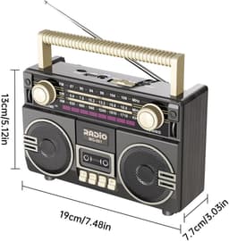Vintage Radio - Multifunctionele Draagbare Retro Radio - USB-opladen - Met TF-kaartspeler En AUX, AM/FM/SW-banden - Geschikt Voor Ouderen En Familiebijeenkomsten — thumbnail 2