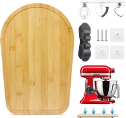 Bamboe Glijplank voor Keukenmachines 4.5-5 Qt - Verplaatsbare Onderlegger voor Roermachines — thumbnail 1