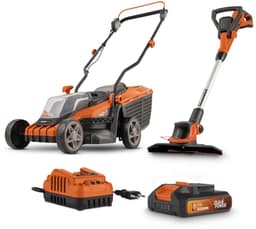 Dual Power Accu-grasmaaier en grastrimmer POWDPG75567 - Grasmaaier van 20 V en 340 mm Ø en grastrimmer van 20 V en 240 mm Ø, met accu en lader — thumbnail 1