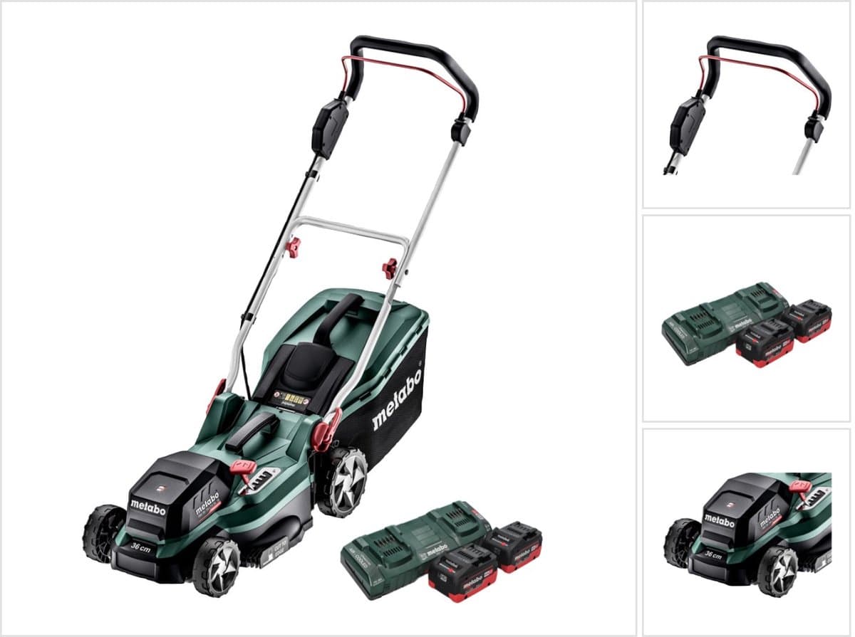 Metabo RM 36-18 LTX BL 36 Accu grasmaaier 36 V ( 2x 18 V ) LTX Brushless + 2x accu 8.0 Ah + dubbele lader — afbeelding 1