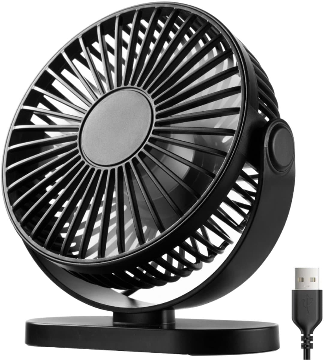 YONO USB Tafelventilator – Stil - Kantelbaar – 3 Snelheden – Ventilator Bureau – Koeling – Zwart — afbeelding 1