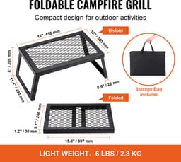 Opvouwbare Kampvuurbarbecue, 45.8 x 30.5 x 20.5 cm, Hoogwaardig Staal, Met Opbergtas, Max. 300°C Bestand, 6 kg Draagvermogen — thumbnail 5