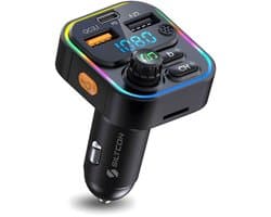 Siltcon® Bluetooth Transmitter – Fm Transmitter - Bluetooth Auto - USB-C lader 22.5W - Carkit - USB-A - SD Kaart - BT 5.3 - 2026 model