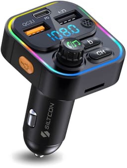 Siltcon® Bluetooth Transmitter – Fm Transmitter - Bluetooth Auto - USB-C lader 22.5W - Carkit - USB-A - SD Kaart - BT 5.3 - 2026 model — thumbnail 1
