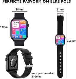 Zoluko Smartwatch voor Mannen & Vrouwen - Incl. Reserve Armbandje, Screenprotector en E-book - Sporthorloge met Fitness Tracker – Stappenteller Horloge – Fitness Watch – Zwart — thumbnail 2