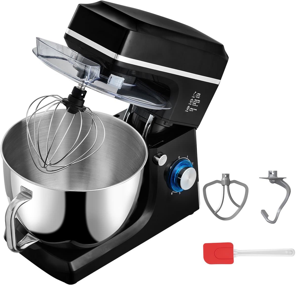 Keukenmachine, 8,3 QT Deegmixer, 1400 W, 6+P Snelheden, Keukenmachine met Kantelbare Kop en Roestvrijstalen Kom, Deeghaak, Garde, Platte Klopper, Schraper — afbeelding 1