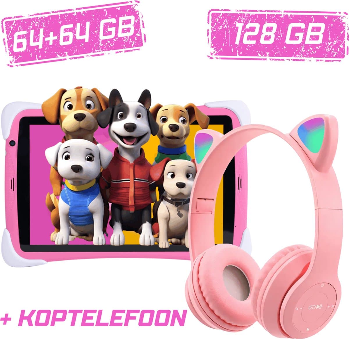 Balou ChildTab XL Kindertablet 10.1 inch met bluetooth koptelefoon - Roze of Blauw - 128GB (64GB+64GB) + 4GB RAM - Inclusief Gratis Screenprotector en 64GB SD-kaart - Ouderlijk Toezicht & Lange Batterijduur — afbeelding 1