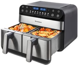 Digitale Airfryer XXL 10L Sinaopus 920 – Heteluchtfriteuse met Dubbele Mand en DualMand Onafhankelijke Snelle Opwarming – Voor Gezinnen – 8 Programma’s – LED Touchscreen – Kijkvenster – Makkelijk te Reinigen – Capaciteit voor 7 Personen — thumbnail 1