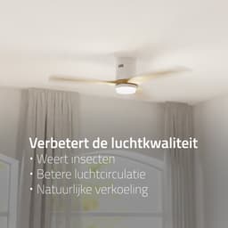 Hombli Slimme Plafondventilator met verlichting - Ø132 cm - Incl. Afstandsbediening - Wit & Licht Hout — thumbnail 5