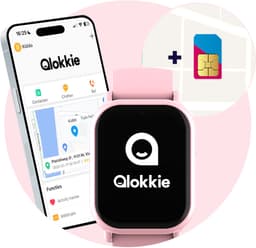 Qlokkie Kiddo Mini - GPS horloge kind - Smartwatch kinderen - GPS tracker kind met nauwkeurige locatiebepaling - GPS horloge kind met simkaart - Stel veilige zones in - SOS functie - Roze — thumbnail 1