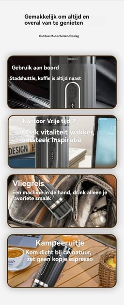 3-in-1 Draagbare Koffiemachine – Snelle waterverwarming -Voor capsules & gemalen koffie – USB-C oplaadbaar – 80ml Reservoir-Volautomatisch espresso apparaat – Italiaans design – Voor buiten & in de auto — thumbnail 2
