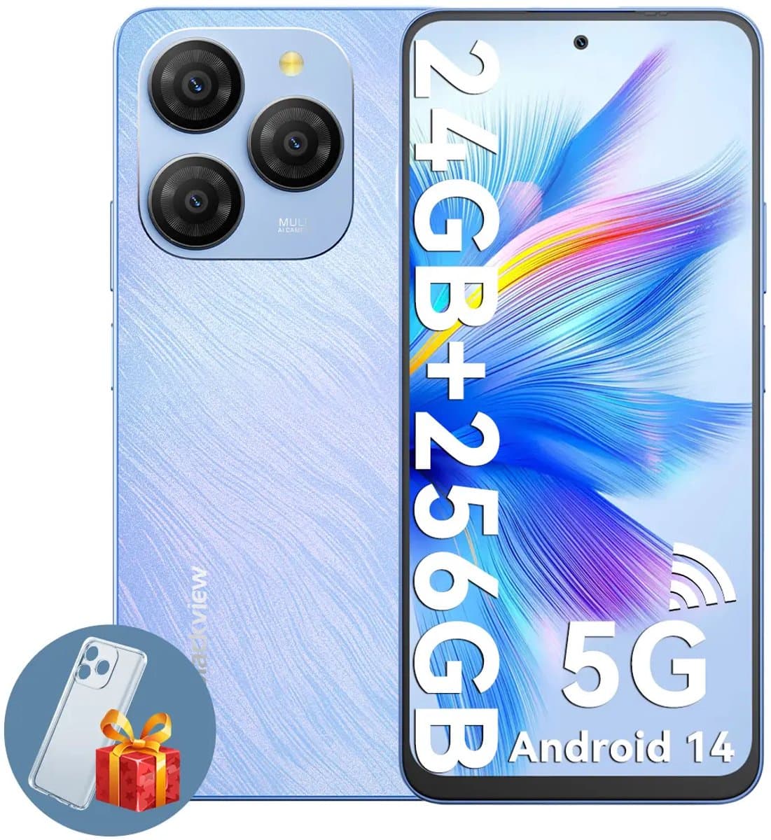 Blackview SHARK 9 Smartphone - 5G DUAL SIM - 24GB RAM 256GB ROM - Octa Core - Android 14 - 6.78 inch - 50MP - NFC - Blauw — afbeelding 1