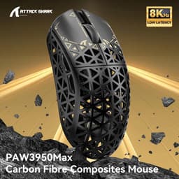 ATTACK SHARK R5 Ultra - Draadloze Gaming Muis - PAW3950 MAX - Koolstof Element - Ultralichte(39g) - Wired/2.4G/BT - 42000DPI - 8Khz - Koolstof Zwart — thumbnail 3