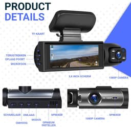 Dashcam voor Auto - Dual - Camerabewaking - Full HD - Zwart — thumbnail 5