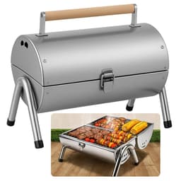 Cheqo® Draagbare Houtskoolbarbecue - Tafelmodel BBQ - Houtskool BBQ - Tafelgrill - Barbecue - Compact voor Balkon en Camping - RVS Design — thumbnail 1