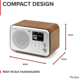 DAB radio met Bluetooth - Audizio Milan - DAB radio retro met accu en FM radio - Silver — thumbnail 4