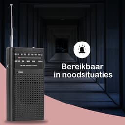 Premes - Draagbare Noodradio - Zwart - AM/FM - Op Batterijen - Koptelefoonaansluiting - Draagbare Radio - Wereldradio - Noodpakket Must Have - Zakradio - Voor Rampen - Kleine - Transistor Radio - Telescopische Antenne - Transister Radio — thumbnail 5