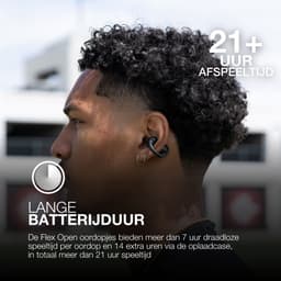 JLab Flex Sport Draadloze Oordopjes - Bluetooth Oortjes Draadloos - 21 uur Batterijduur - IPX4 Waterbestendig - Open Ear Clip on Design - Aanpasbare EQ3 - Sport Oortjes Hardlopen - Fitness - Zwart — thumbnail 2