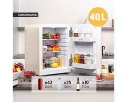 TZS First Austria Mini koelkast - Minibar - 40 liter - Vrijstaand - Volledig stil 22dB - Retro - Crème