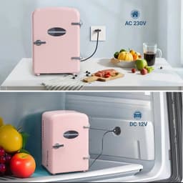 NETTLIFE Mini Koelkasten 4L - Mini-Koelkasten - 12V/230V Auto Aansluiting - 25dB - Vrijstaand - Geschikt voor dranken cosmetica voedsel - Minikoelkast ideaal - voor in de auto - kamer - camping - kantoor - Roze — thumbnail 4