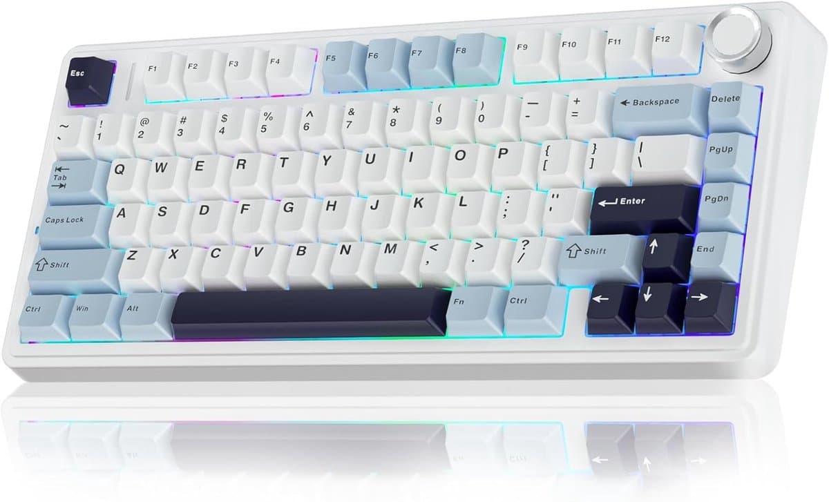 EPOMAKER x AULA F75 - Licht Blauw - Mechanisch Draadloos Toetsenbord - RGB - 75% - Qwerty - Gaming Keyboard - leobog reaper switch — afbeelding 1