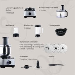 Zavira® Keukenmachine - Keukenrobot - Mixer - Mengkom van 3,5 liter - 1,5 l mixer - Zilver — thumbnail 5
