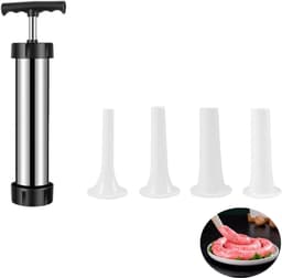 CRLYN® Worstenvuller - Worstenmaker Machine - Handmatig - RVS - Zilver en Zwart — thumbnail 1