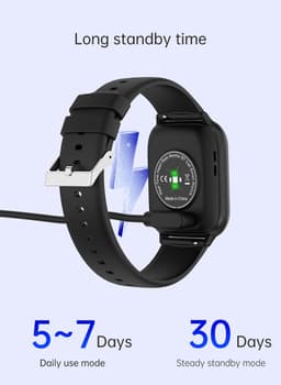 Electrox - Smartwatch met sportfuncties - Smart Horloge - Fitness Tracker - Bluetooth Smartwatch – Full Touchscreen - Bloeddruk & Hartslagmeter - Activity Tracker - Dames en Heren SmartWatch - Zwart T17F — thumbnail 5