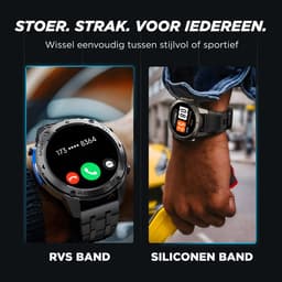 Royal Empire GPS Smartwatch - Smartwatch Heren - 1.43" AMOLED - Sport Horloge - Belfunctie - 5ATM Waterdicht - 170+ Sportmodi - Hartslag & SpO2 - Stappenteller - RVS & TPU Bandje - Geschikt voor alle Smartphones - Zwart — thumbnail 5