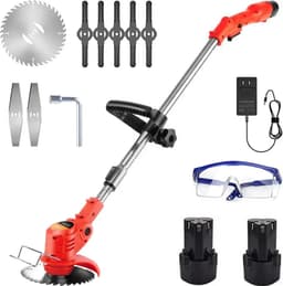 Traumheim®4-in-1 Kantenmaaier – Grastrimmer – Bosmaaier – Grasmaaier – Draadloos & Elektrisch – Incl. 2 Accu ‘s & Snellader - red — thumbnail 1