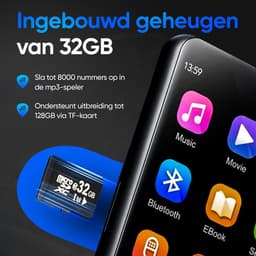 Koopkrachtig - M4 / MP3-Speler met Touchscreen – 32GB, Ingebouwde Luidspreker, FM Radio, en E-Book Functie - mp3 speler bluetooth — thumbnail 3