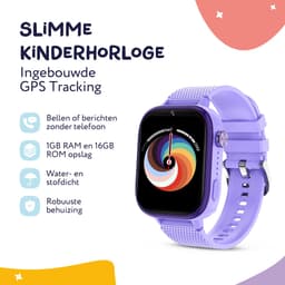 LEROYS - GPS Horloge Kind - Kinder Smartwatch - Android en iOS - Paars - Incl. Simkaart — thumbnail 2