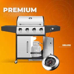 BBQ 5 in 1 - Barbecue op gas - Zilver - Thermostaat - Olievanger accessoires - Gasgrill met zijbrander — thumbnail 3