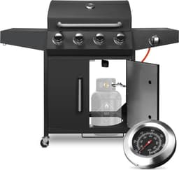 BBQ 5 in 1 - Barbecue op gas - Zwart - Thermostaat - Olievanger accessoires - Gasgrill met zijbrander — thumbnail 5