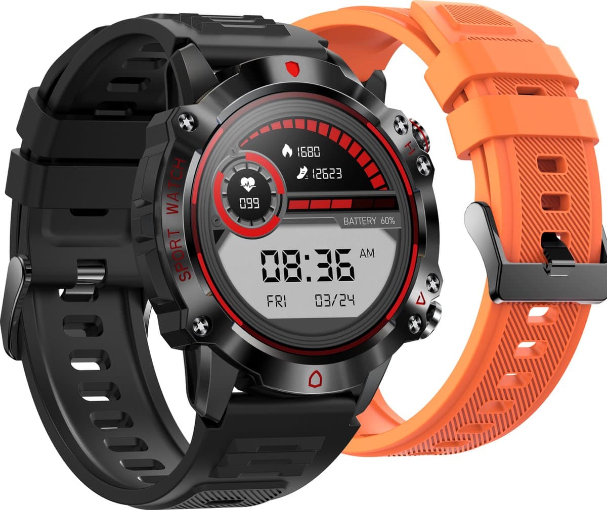 Phreeze WatchGo- Smartwatch Heren en Dames | Geschikt voor iOS en Android | Full HD | Notificaties | Gezondheidsanalyse | Sportanalyse | GPS koppeling | Bellen | Muziek/audio luisteren | Spelletjes | Ergonomisch | Nederlandstalig | Zwart — afbeelding 1