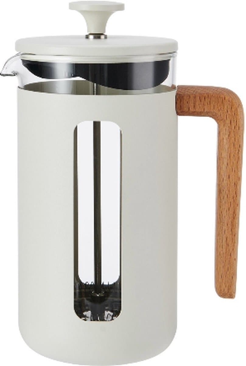 Cafetière, 8 Cups, 1 L, RVS, Glas, Hout, Wit - La Cafetière | Pisa — afbeelding 1