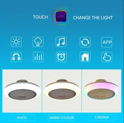 RGB Plafondventilator - Smart Ventilator Lamp - Dimbaar Met App En Afstandsbediening - 6 Standen Ventilator - 50 cm - Woonkamerlamp - Moderne lamp — thumbnail 2