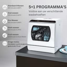 Mini-vaatwasser - 4 Couverts - 5 Programma's - Vrijstaand - Compact - Wit - te gebruiken met en zonder wateraansluiting — thumbnail 4
