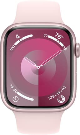 Apple Watch Series 9 - GPS + Cellular - 45mm - Pink Aluminium Case with Light Pink Sport Band - M/L — thumbnail 1