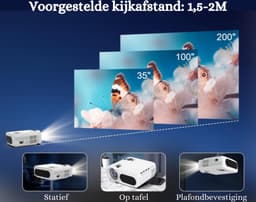 Full HD 1080P Beamer met 5G WiFi en Bluetooth - 13000 Lumen, 4K 8K Ondersteund, Elektronische Trapeziumcorrectie - Thuisbioscoop en Videobeamer — thumbnail 4
