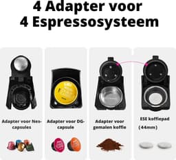 Happyment 4 in 1 Koffiemachine - Koffiezetapparaat - Koffie Automaat - Automatisch - Nespresso - Dolce Gusto - Koffiepoeder - Koffiepads - Met Melkopschuimer — thumbnail 2