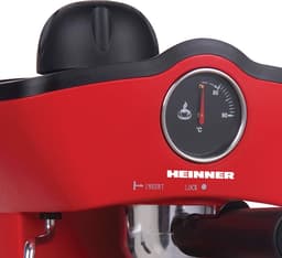 Heinner Retro Effect Espressomachine – 800W – 250 ml Capaciteit – 3,5 bar – Espresso & Cappuccino – Melkopschuimer – Frontale Thermometer – Filter voor 4 Kopjes – Rood — thumbnail 4