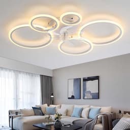 5 Ringen Plafondventilator - Wit - 6 Snelheden - Dimbaar Met Afstandsbediening en APP - Moderne Cirkel Ventilator Licht — thumbnail 4