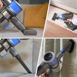 Auronic Steelstofzuiger Draadloos 350W - Draadloze Stofzuiger - HEPA Filter - Zelfstaand - Op Accu - Zonder Zak - Kruimeldief - Vacuum Cleaner - Grijs/Blauw — thumbnail 4