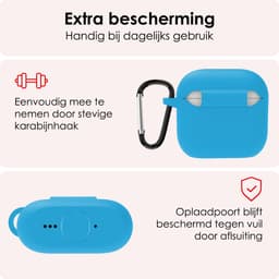 Hoes - Geschikt voor Apple AirPods 4 / 5 - Siliconen Hoesje met Clip - Silicone Case Cover - Lichtblauw — thumbnail 5