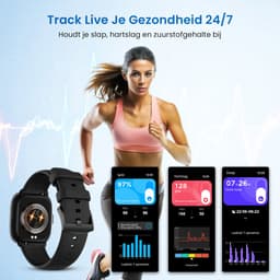 Avalue AMOLED Smartwatch Dames & Heren - AI Feature - Stappenteller - Bloeddrukmeter - Geschikt voor alle Smartphones - RVS en Siliconen Band - Zwart — thumbnail 5